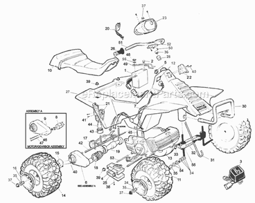 Page A Diagram and Parts List for 78474-9993  Power Wheels Ride-On Cars